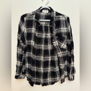 Bella Dahl Black and White Plaid Shirt